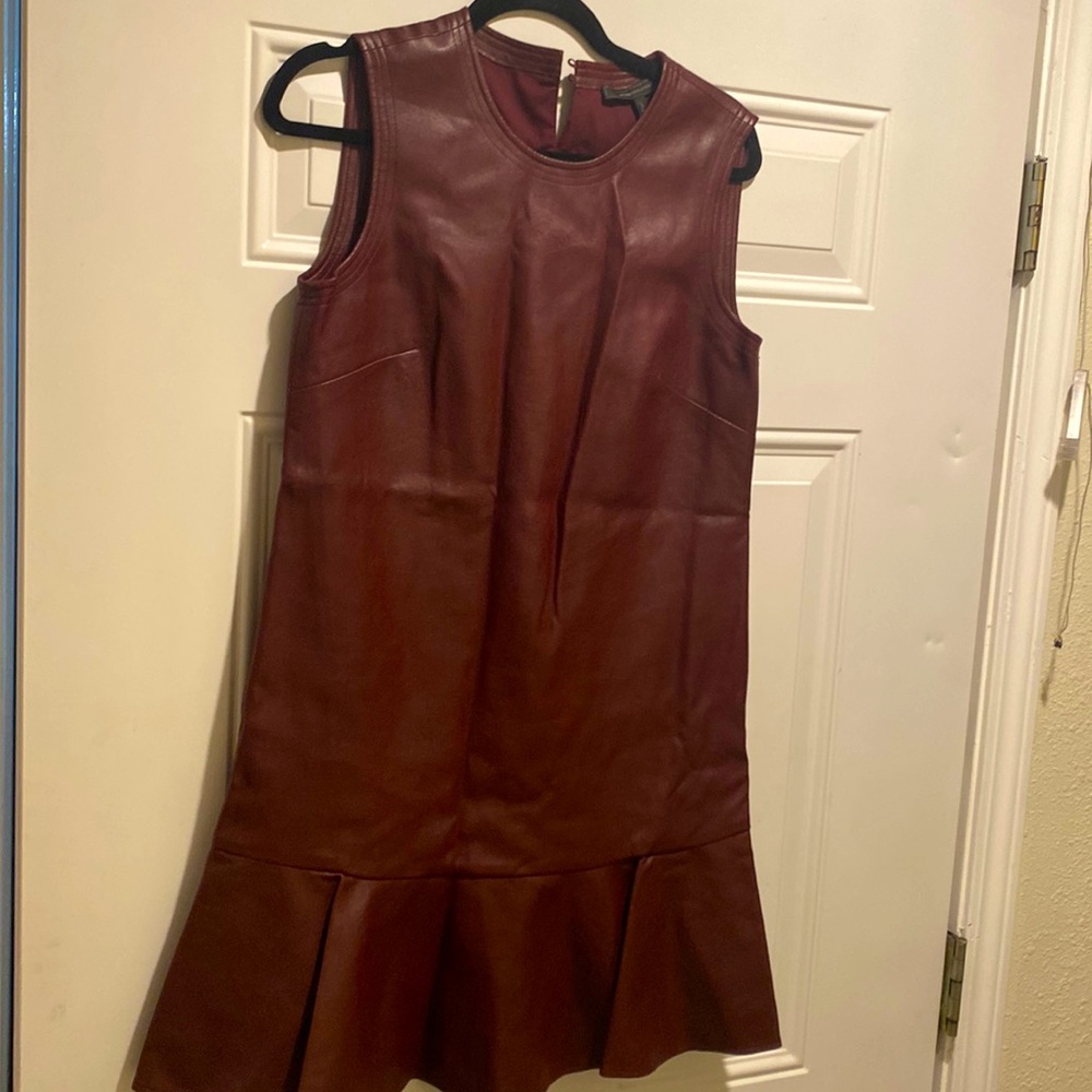 BCBG MAXAZRIA burgundy vegan leather dress